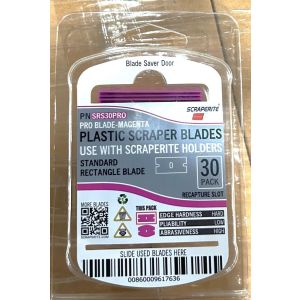 Plastic razor blade PRO Magenta standard rectangle replacement 30 pack Scraperite SRS30PRO