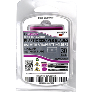 SRS30PRO - Scraperite Plastic razor blade PRO Magenta standard rectangle replacement 30 pack