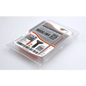Wide replacement plastic razor blades General Purpose Orange 25 pack for Tradesman holders, Scraperite SRW25GPO.