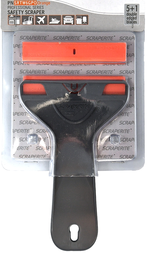 Plastic blade General Purpose Orange 6 Pack with Wide holder SRTW6GPO Scraperite