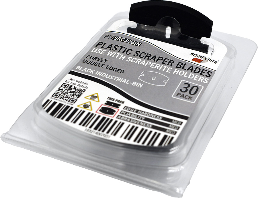 Plastic razor blade Black Industrial curved replacement 30 pack Scraperite SRC30BIN