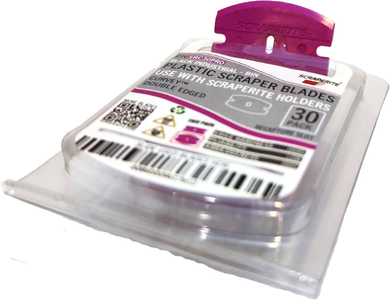 Plastic razor blade PRO Magenta curved replacement 30 pack Scraperite SRC30PRO