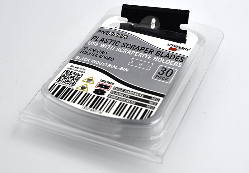 Plastic razor blade Black Industrial standard rectangle replacement 30 pack Scraperite SRS30BIN