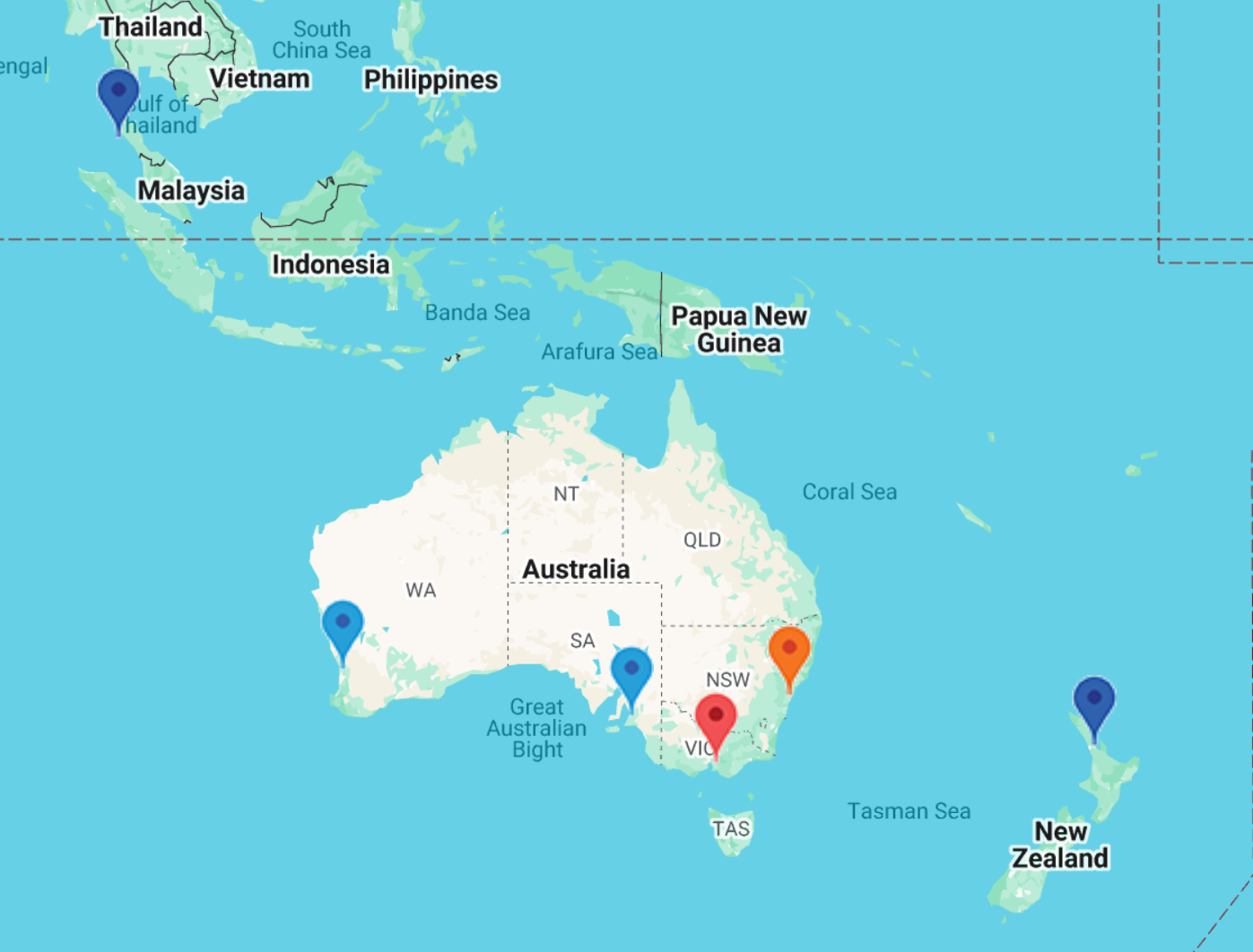 Australasia reseller map image